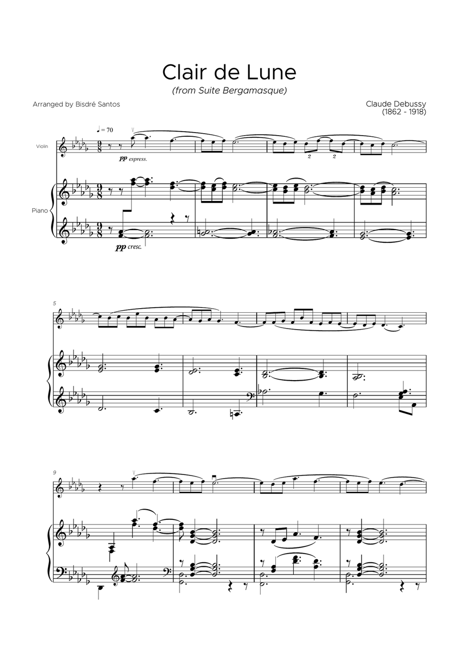 Clair de Lune Clair de Lune Violin Solo scores gallery preview page 2
