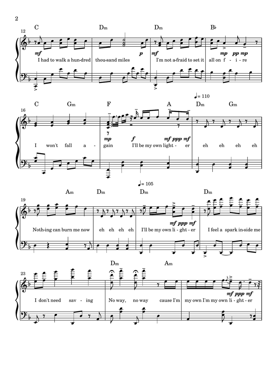 Lighter Lighter Piano Solo scores gallery preview page 2