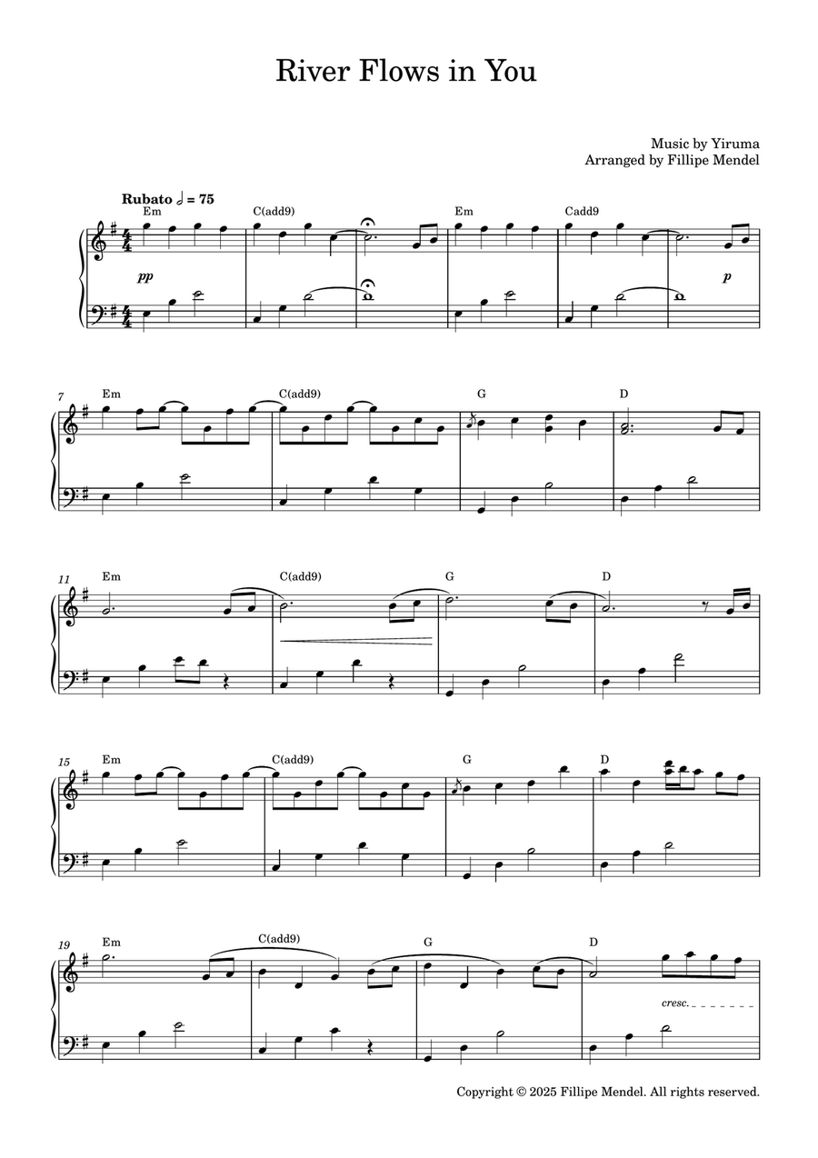 River Flows In You River Flows In You Easy Piano scores gallery preview page 1