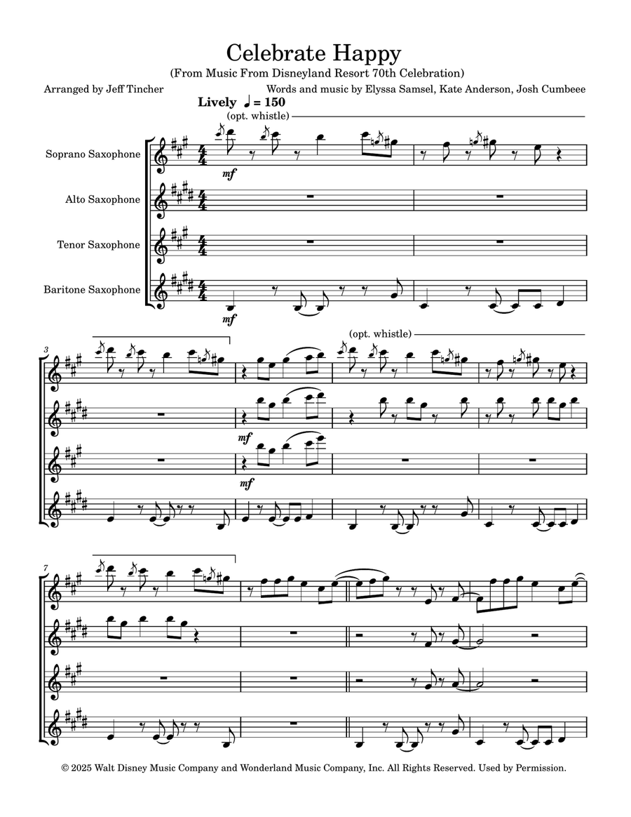 Celebrate Happy Saxophone Quartet scores gallery preview page 2
