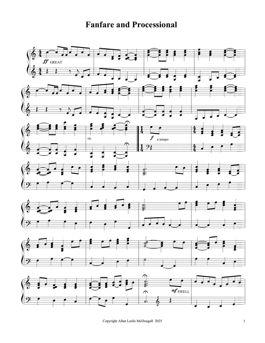 Fanfare and Processional Fanfare and Processional Organ Solo scores gallery preview page 1