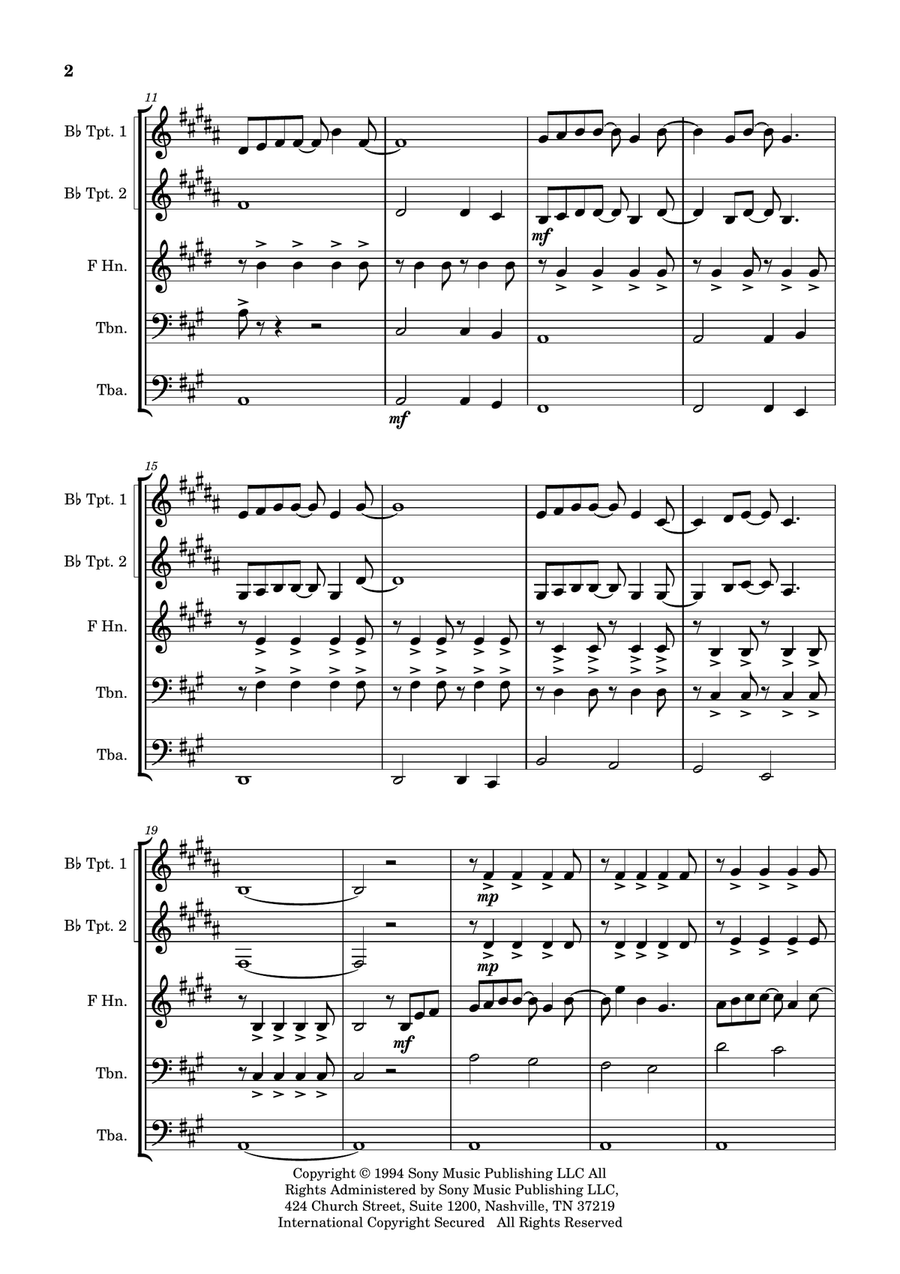 Forrest Gump - Main Title (Feather Theme) Brass Quintet scores gallery preview page 2