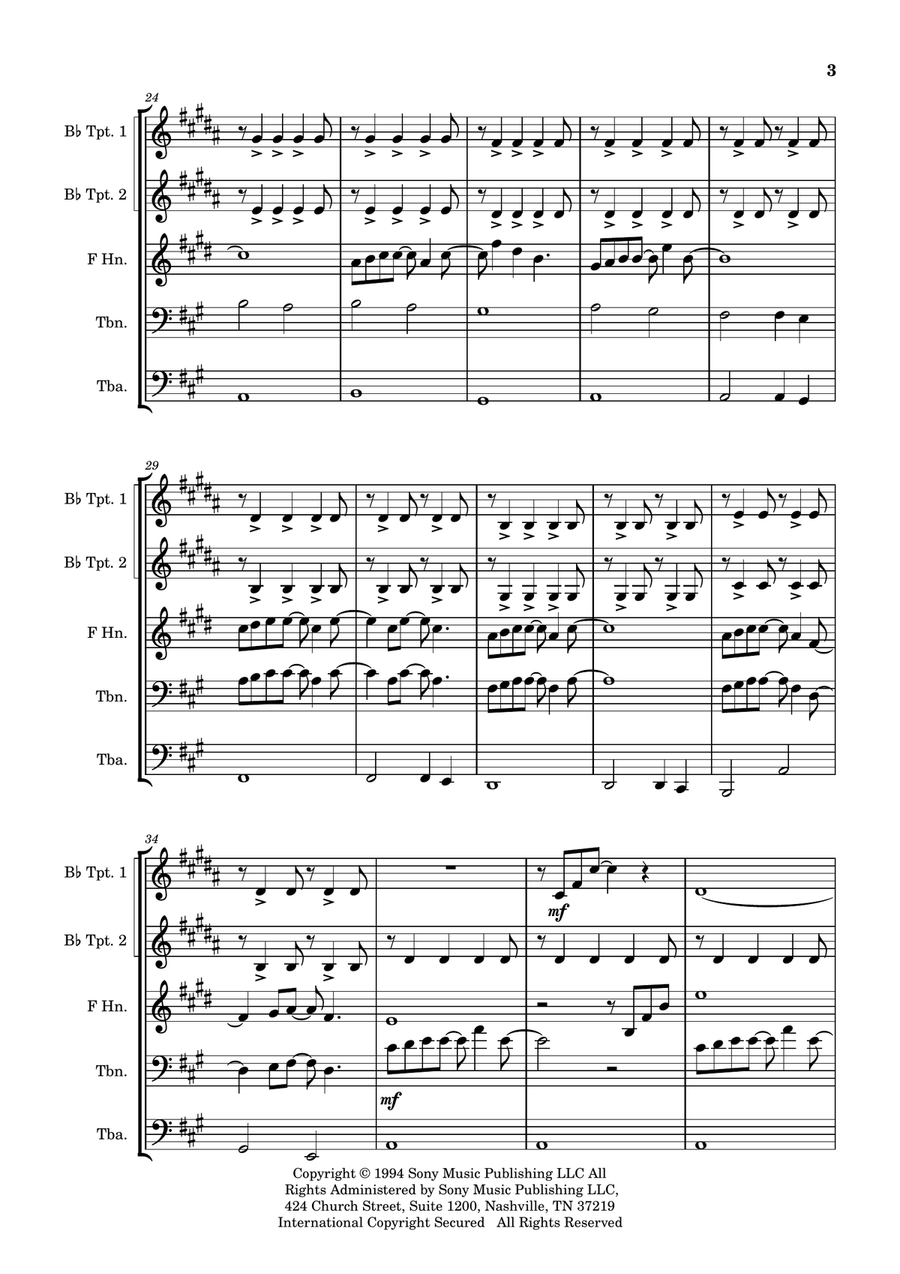 Forrest Gump - Main Title (Feather Theme) Brass Quintet scores gallery preview page 3