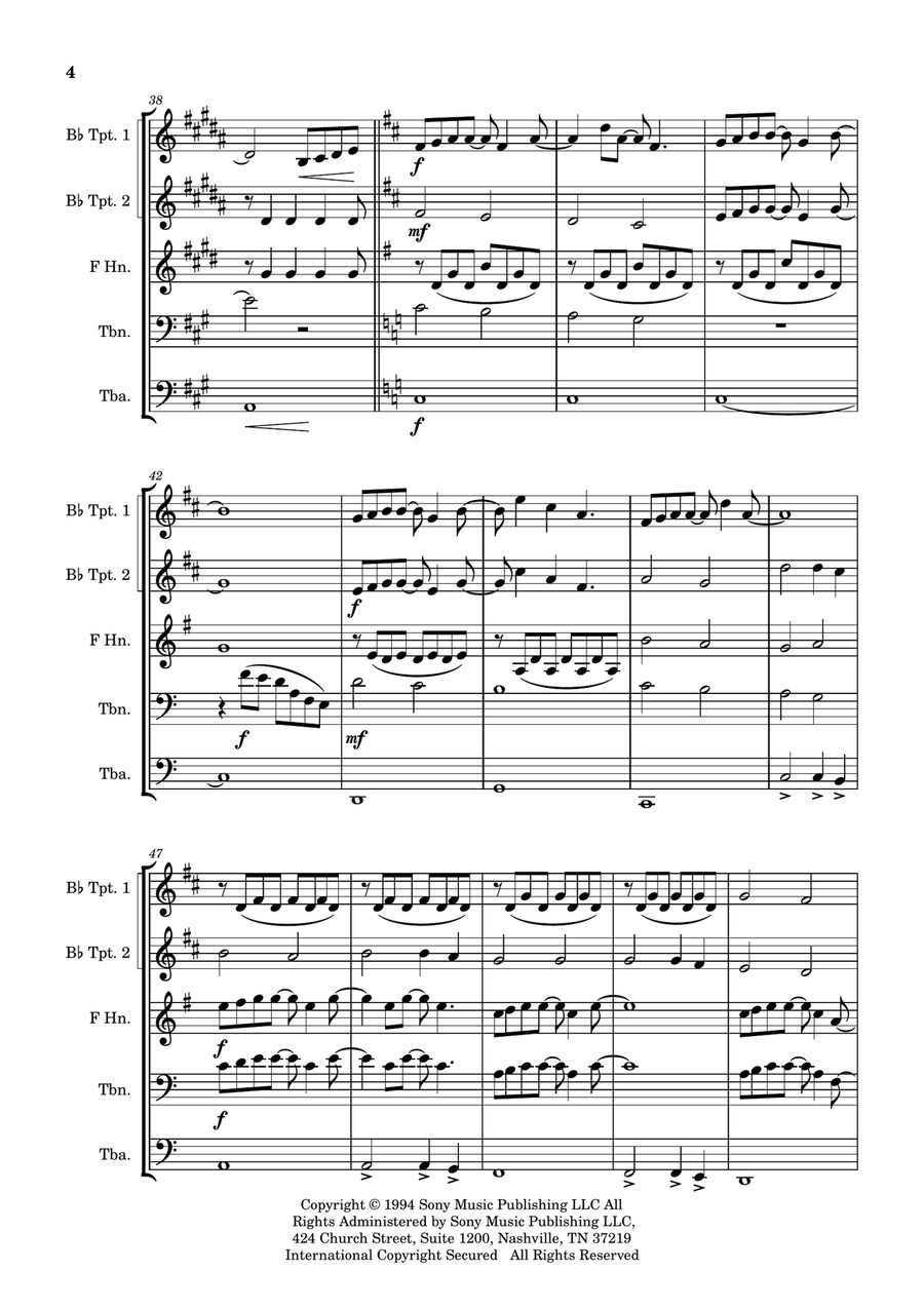 Forrest Gump - Main Title (Feather Theme) Brass Quintet scores gallery preview page 4