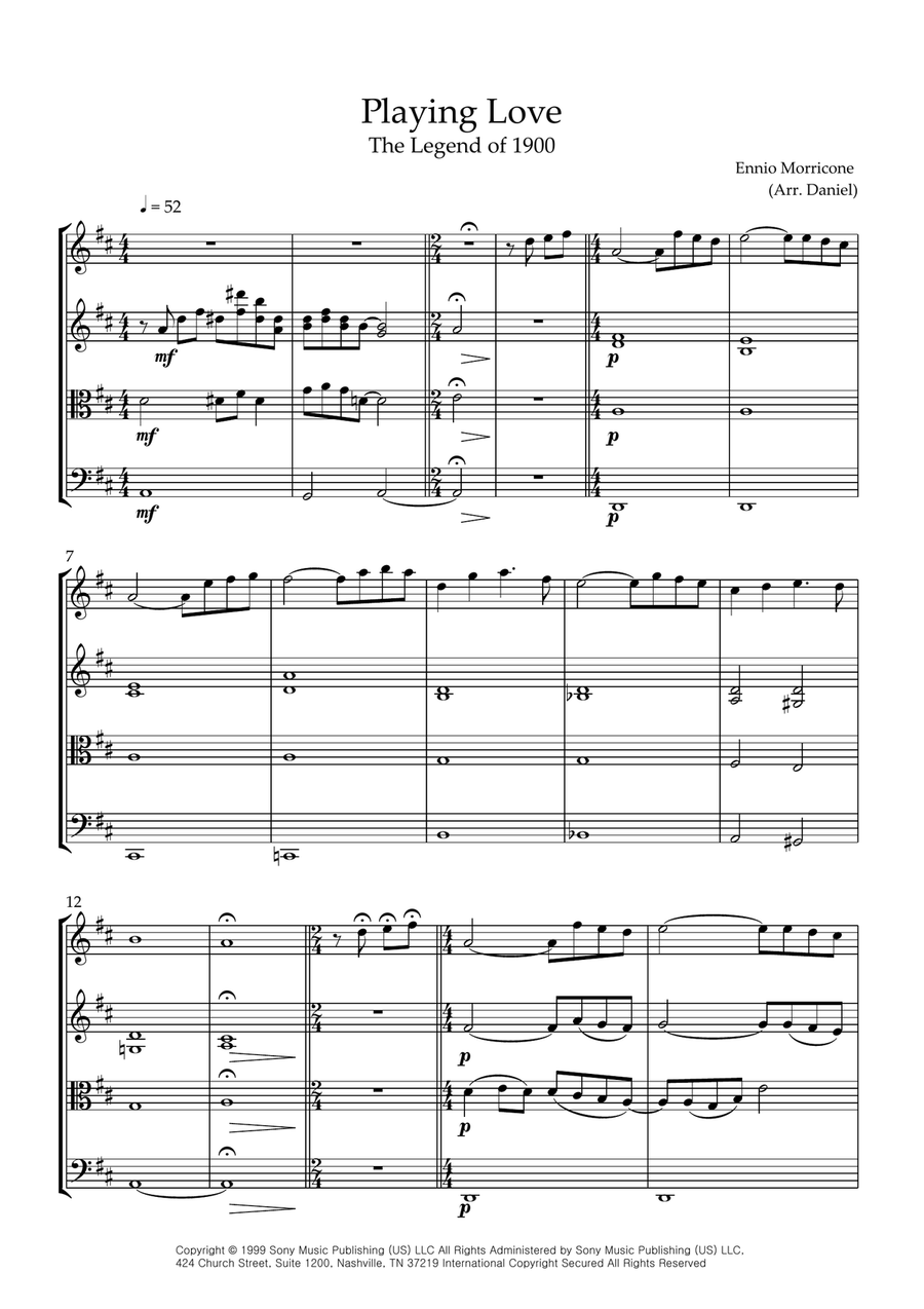Playing Love String Quartet scores gallery preview page 1