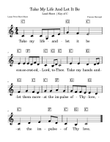 Take My Life And Let It Be LEAD SHEET Key of C includes Lyrics LARGE PRINT