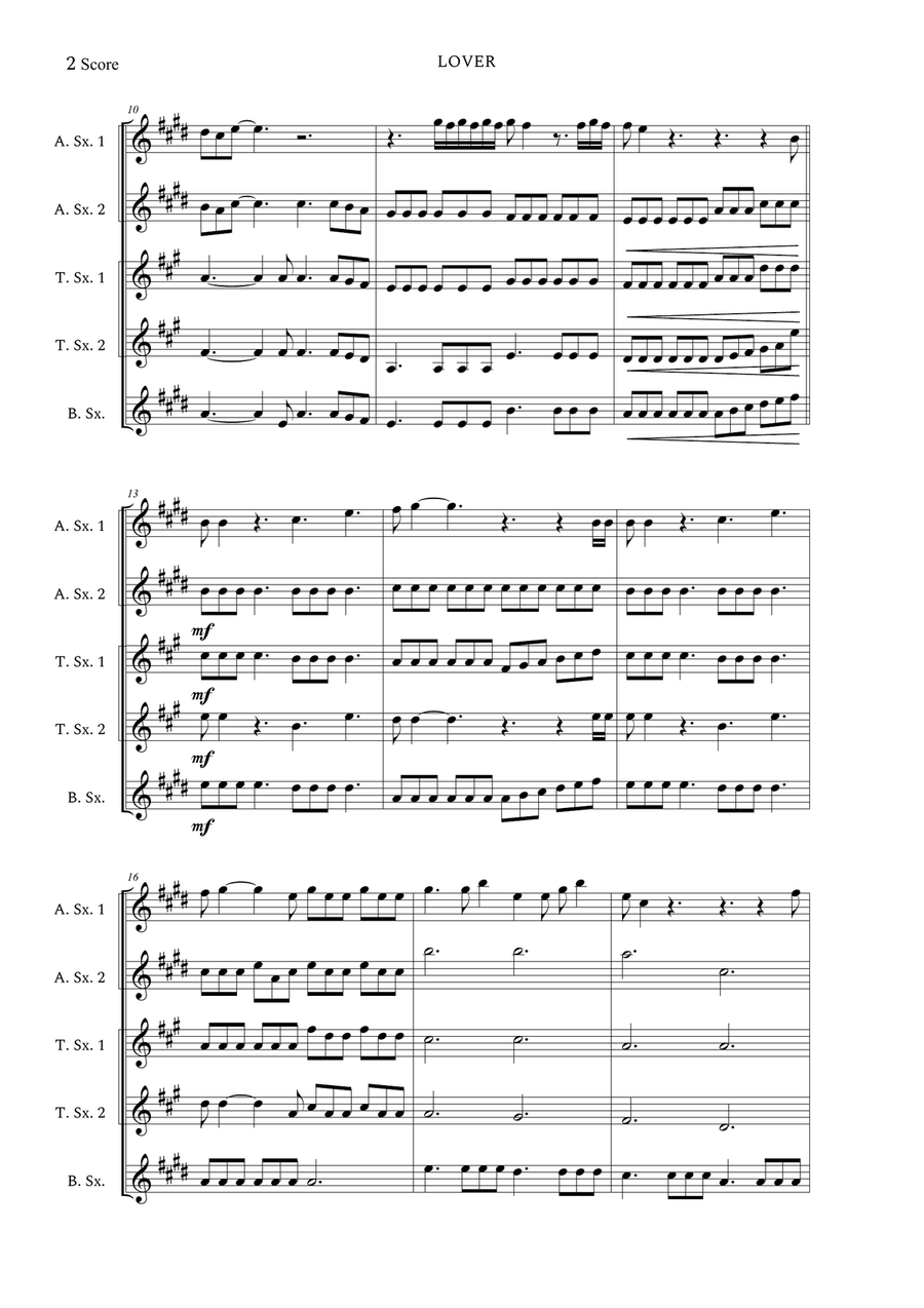 Lover Saxophone Quintet scores gallery preview page 2