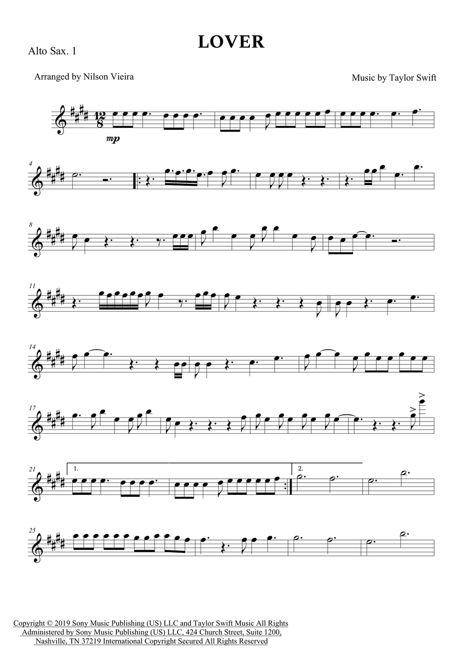Lover Saxophone Quintet scores gallery preview page 6