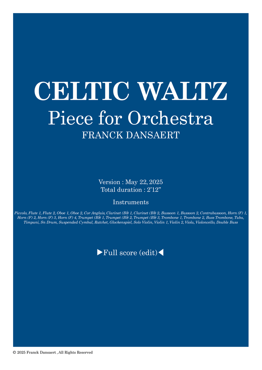Celtic Waltz - Score Only Full Orchestra scores gallery preview page 1