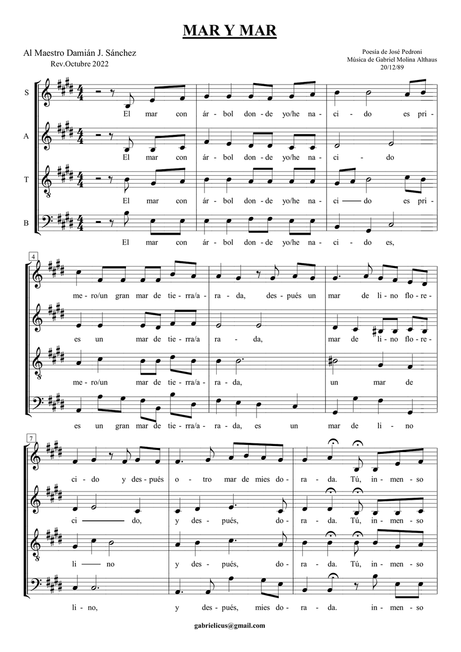 Mar y mar Mar y mar 4-Part scores gallery preview page 1