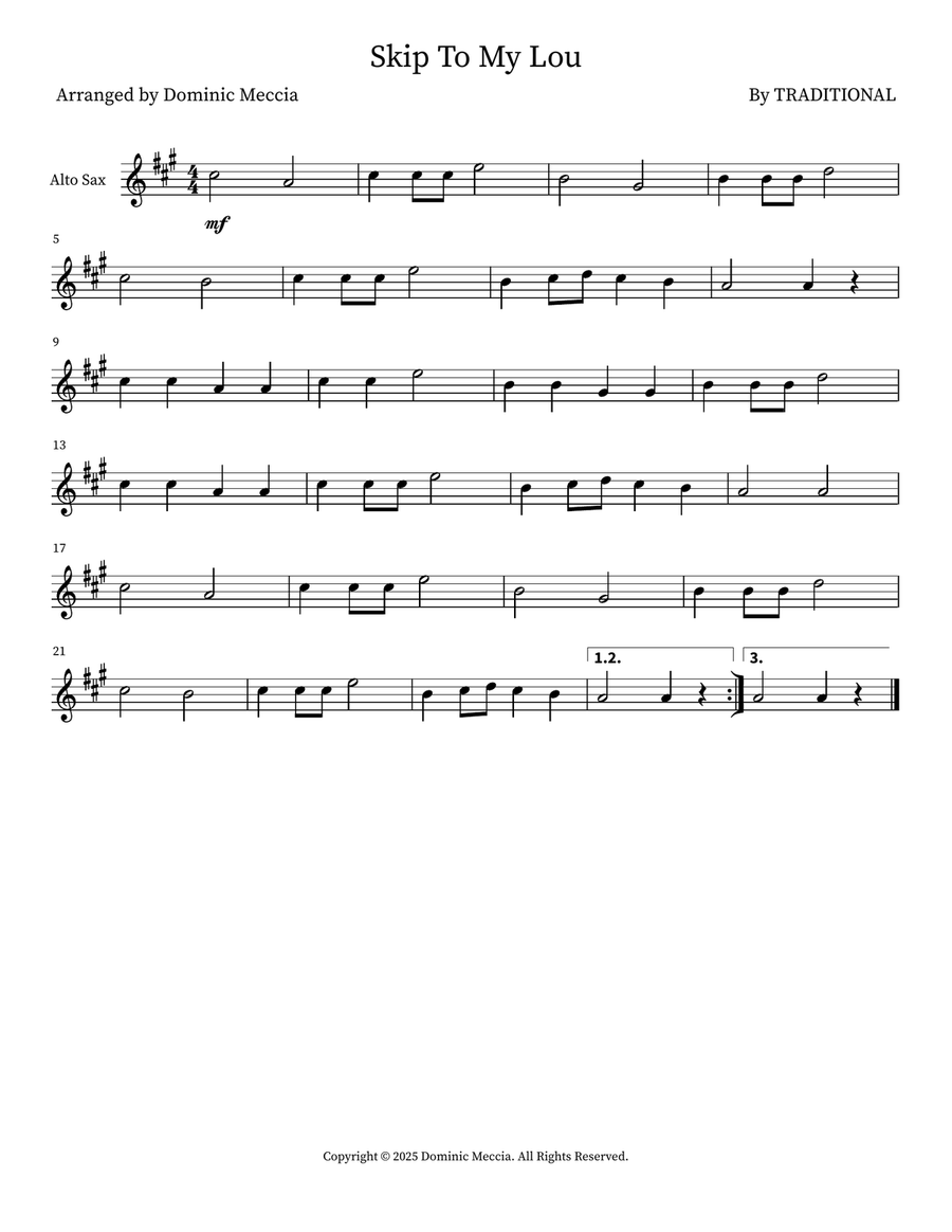 Skip To My Lou Skip To My Lou Alto Saxophone scores gallery preview page 1