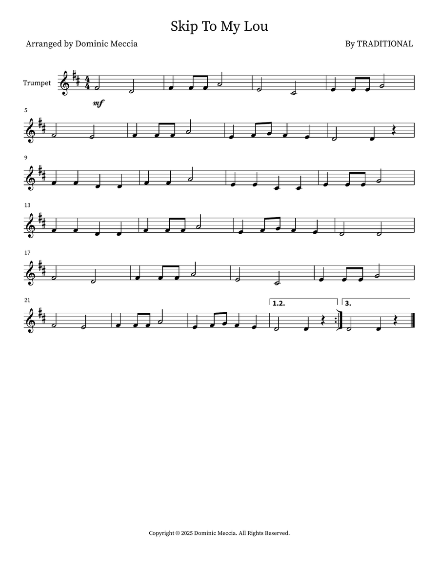 Skip To My Lou Skip To My Lou Trumpet Solo scores gallery preview page 1