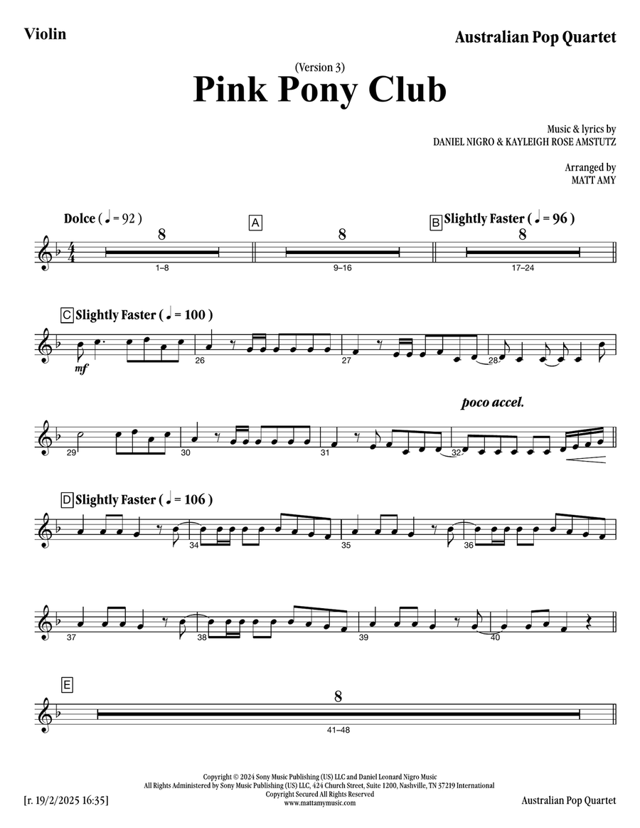 Pink Pony Club Pink Pony Club Piano Quartet scores gallery preview page 1