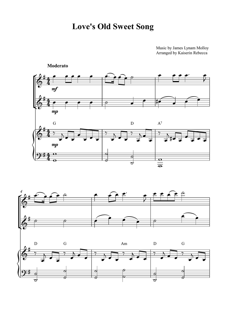 Love's Old Sweet Song Love's Old Sweet Song String Duet scores gallery preview page 1