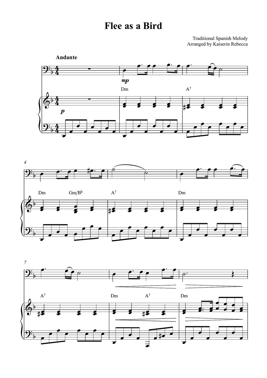 Flee as a bird Flee as a bird Euphonium scores gallery preview page 1