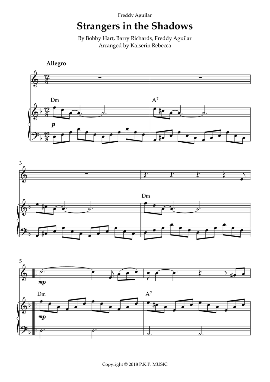 Strangers In The Shadows Strangers In The Shadows Piano scores gallery preview page 1