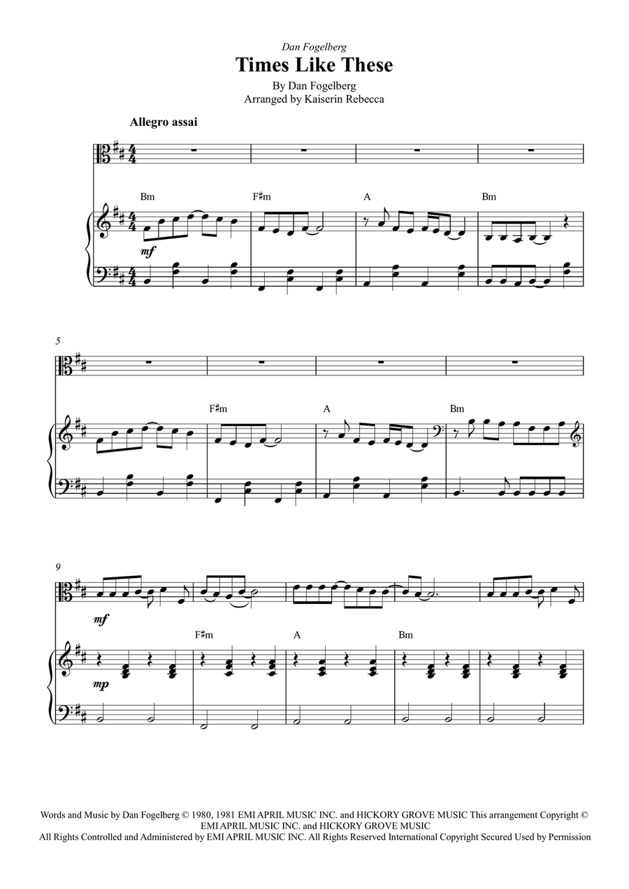 Times Like These Times Like These Viola scores gallery preview page 1