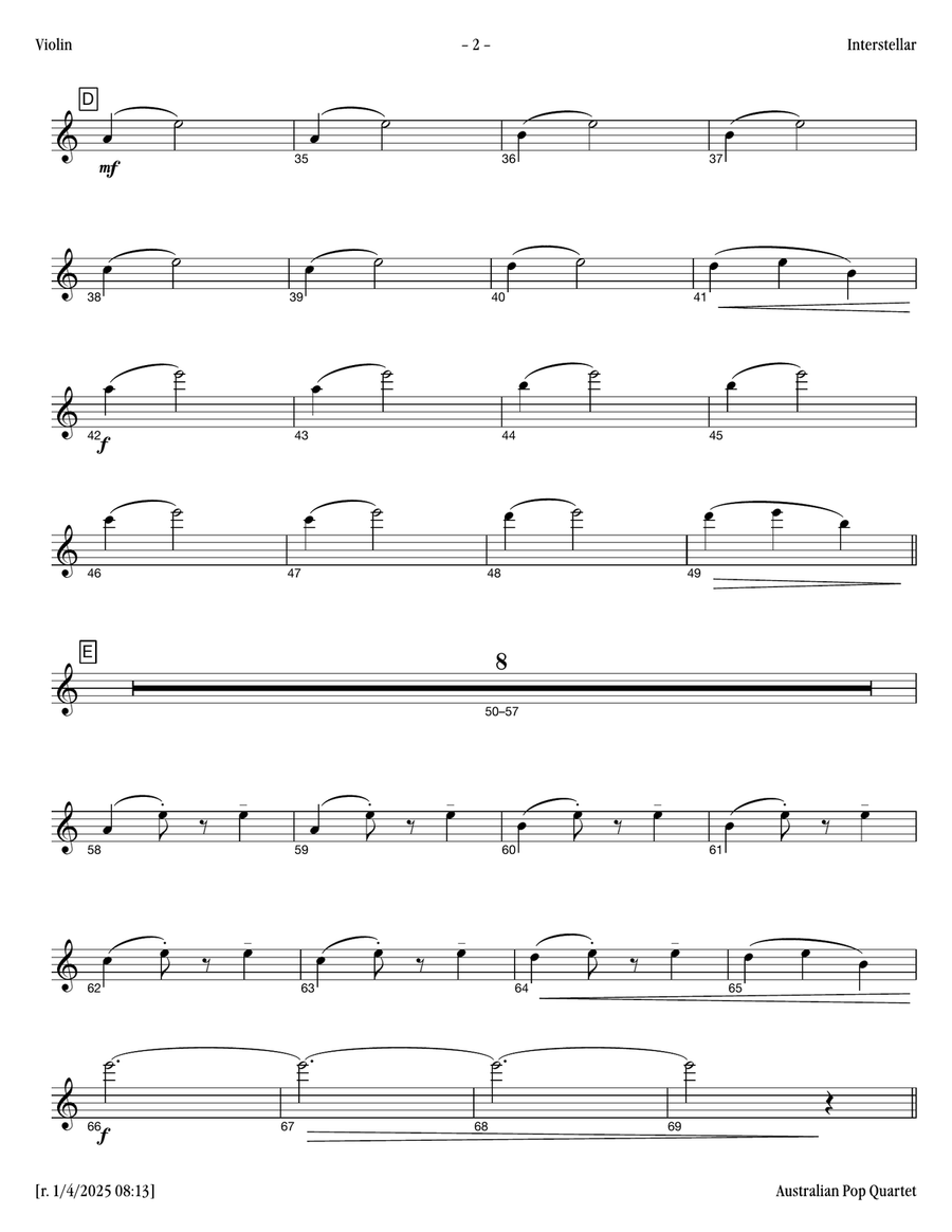 Interstellar Interstellar Piano Quartet scores gallery preview page 2