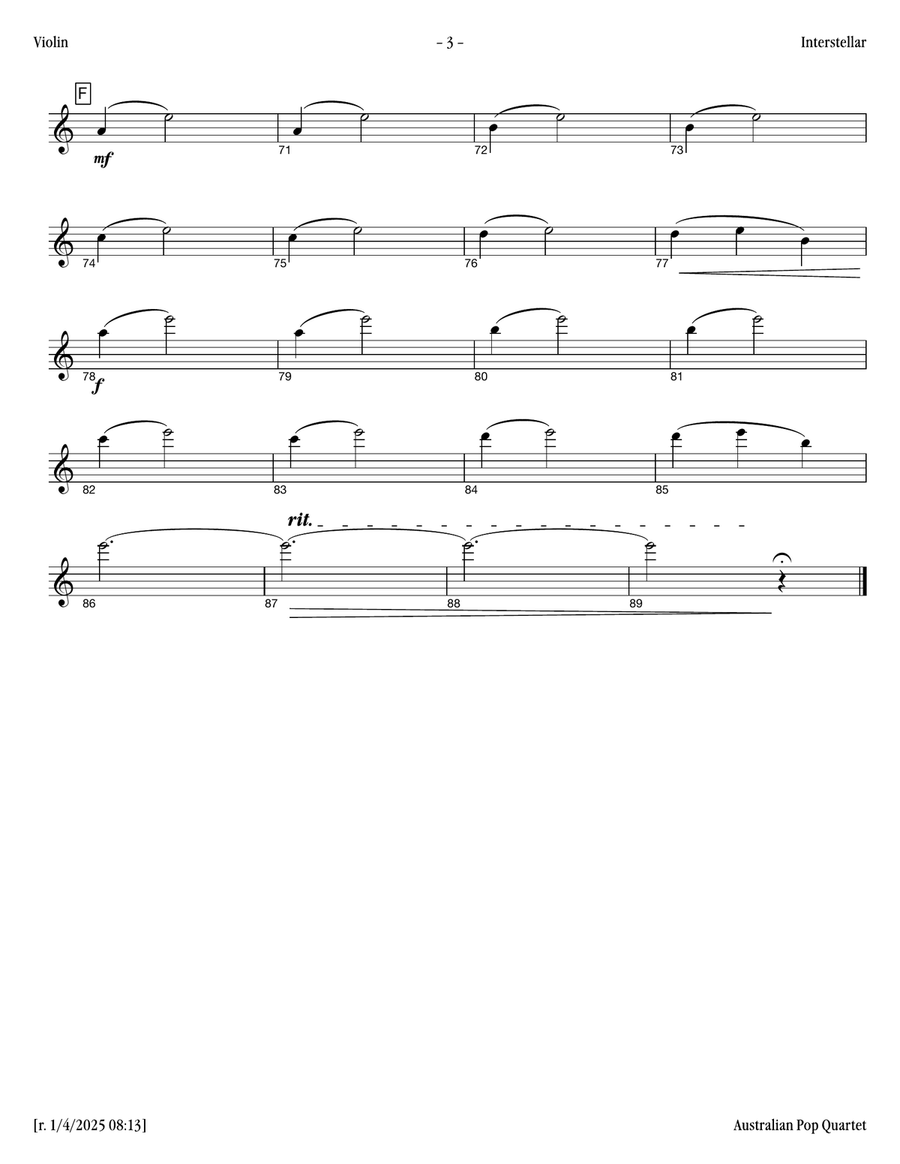 Interstellar Interstellar Piano Quartet scores gallery preview page 3