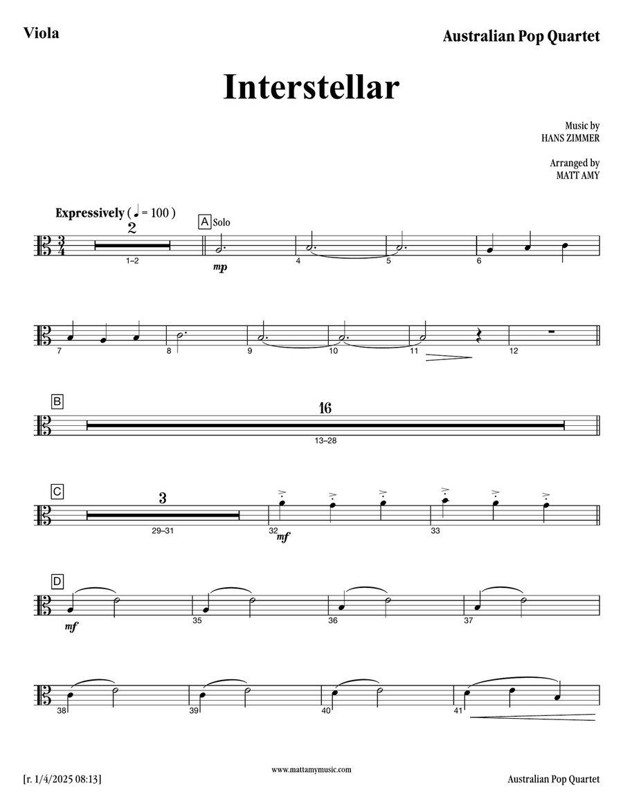 Interstellar Interstellar Piano Quartet scores gallery preview page 4