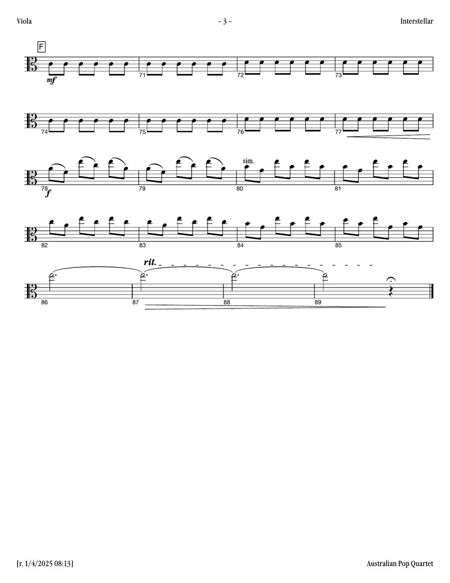 Interstellar Interstellar Piano Quartet scores gallery preview page 6