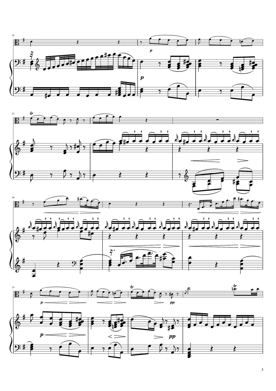 Sonta for 2 Pianos D major 2nd mov. Andante KV448 6.375a / Viola & Piano Viola scores gallery preview page 3