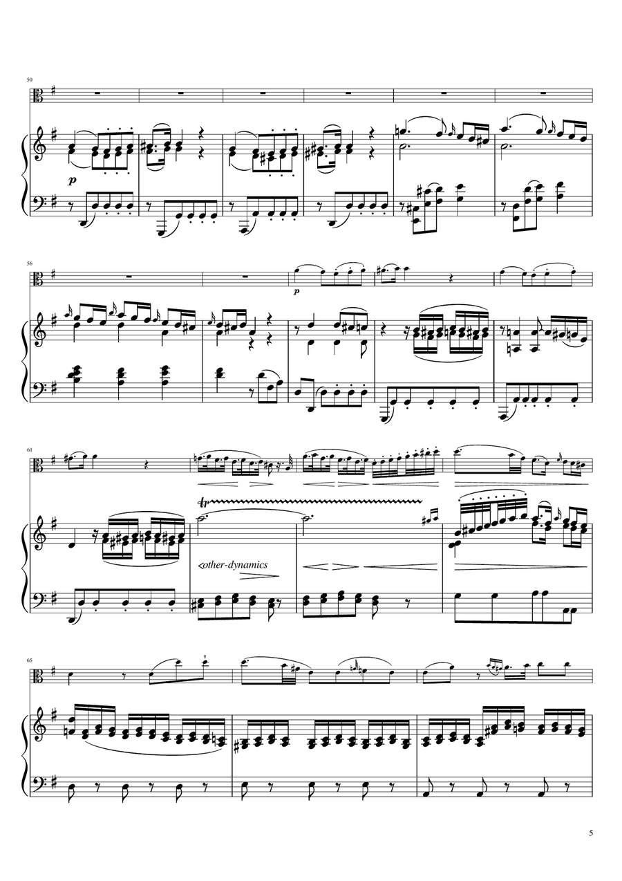 Sonta for 2 Pianos D major 2nd mov. Andante KV448 6.375a / Viola & Piano Viola scores gallery preview page 5