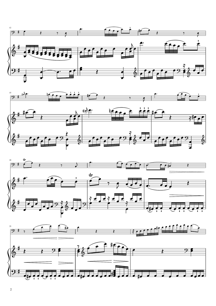 Sonta for 2 Pianos D major 2nd mov. Andante KV448 6.375a / Bassoon & Piano Bassoon Solo scores gallery preview page 2