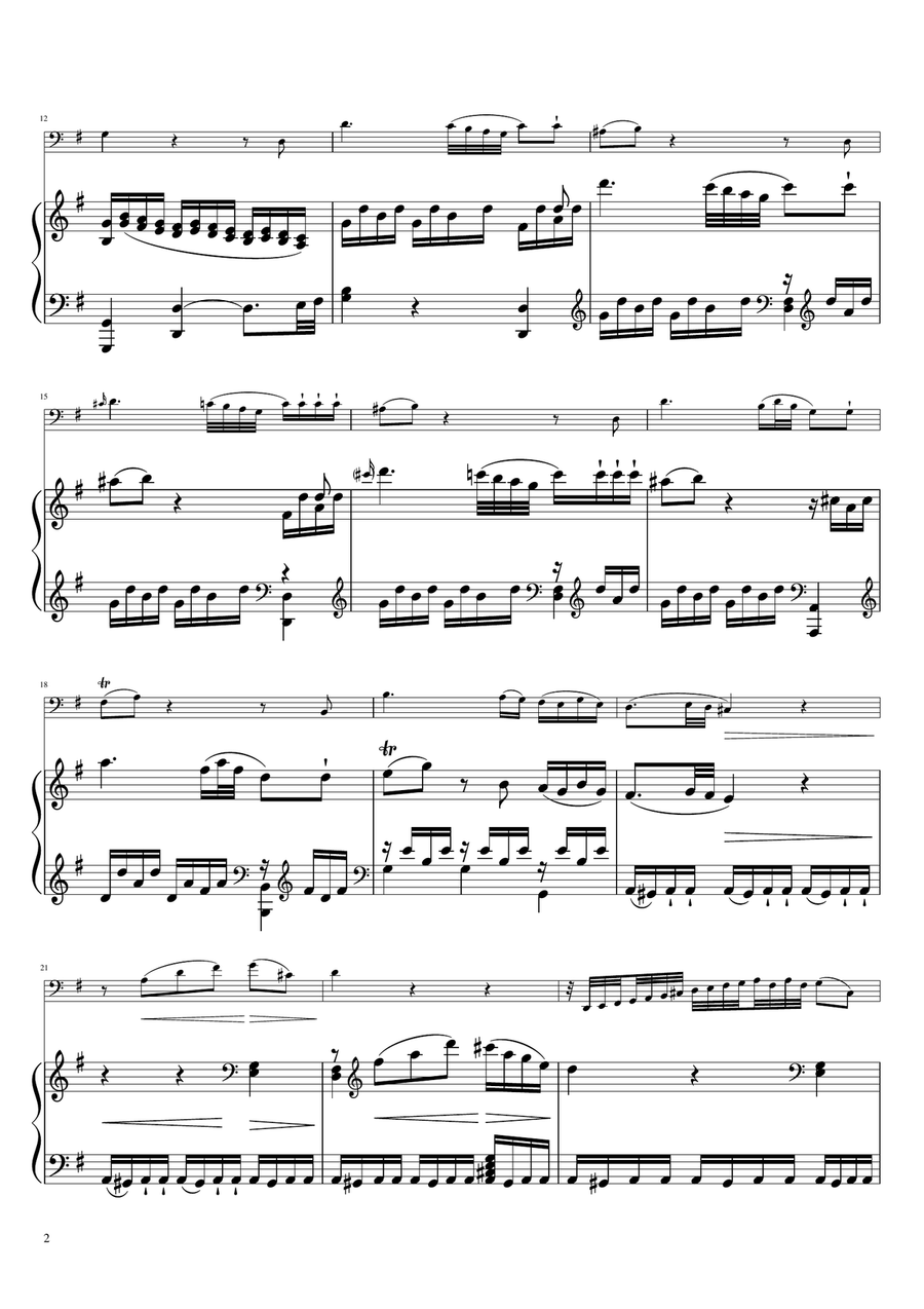 Sonta for 2 Pianos D major 2nd mov. Andante KV448 6.375a / Cello & Piano Piano scores gallery preview page 2