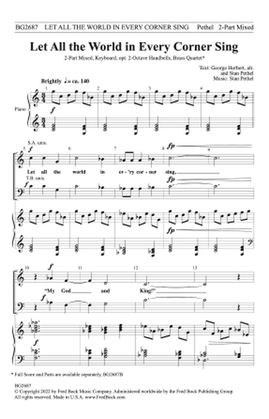 Let All the World in Every Corner Sing 4-Part scores gallery preview page 1