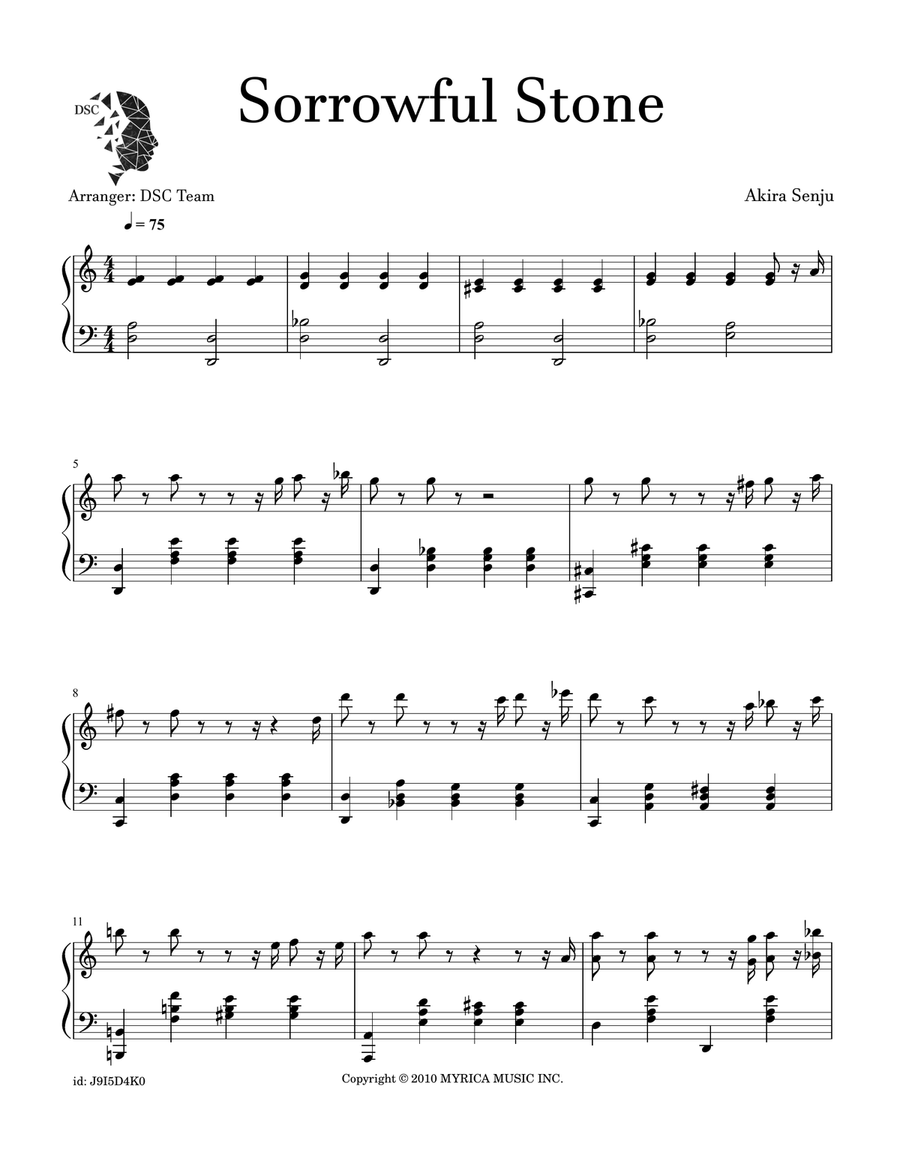 Sorrowful Stone Sorrowful Stone Piano Solo scores gallery preview page 1