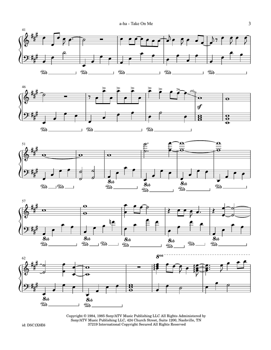 Take On Me Take On Me Piano Solo scores gallery preview page 3