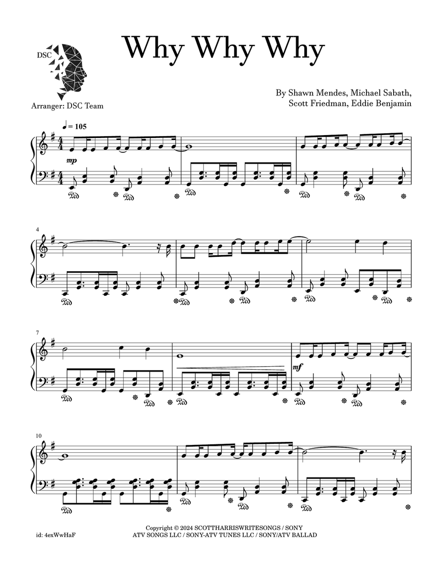Why Why Why Why Why Why Piano Solo scores gallery preview page 1