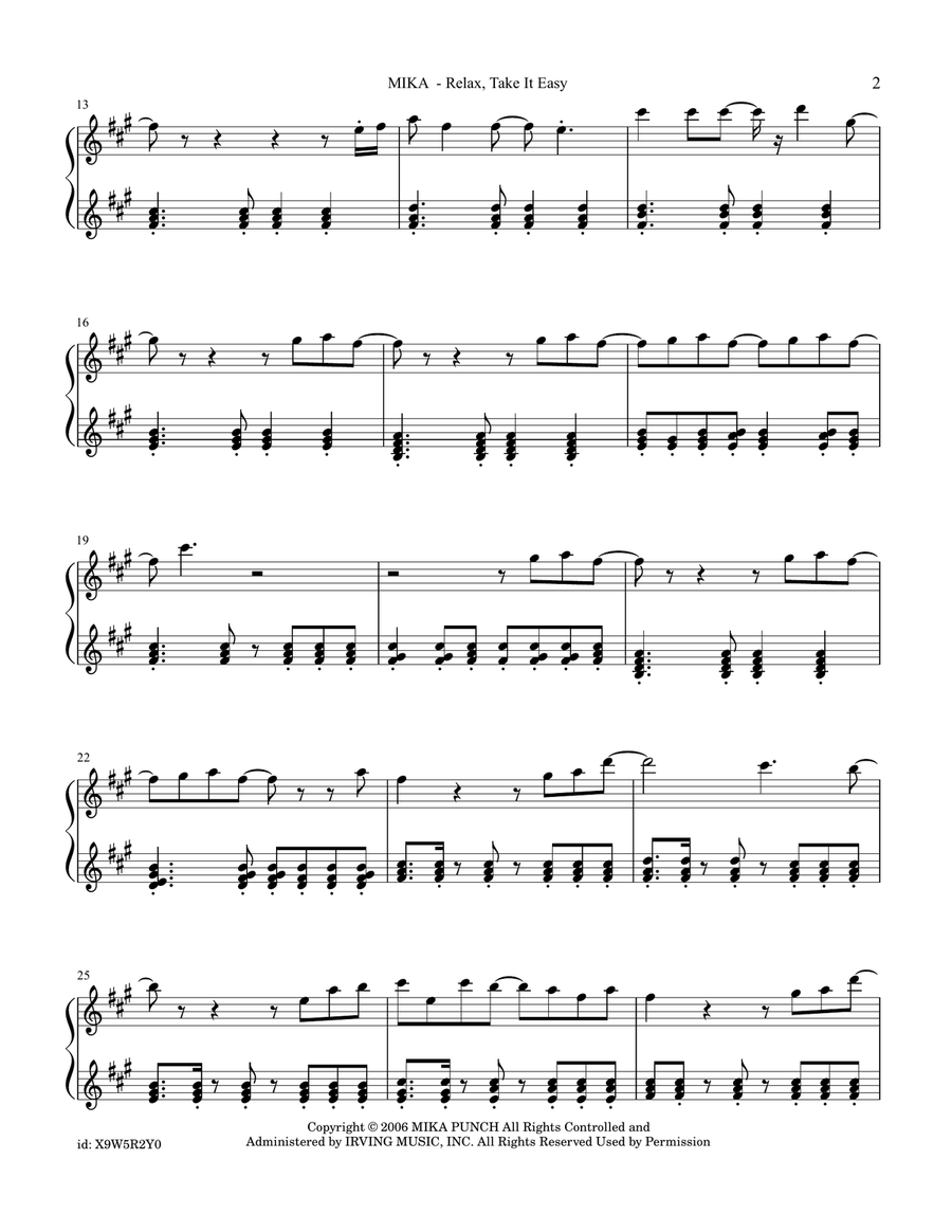 Relax (Take It Easy) Relax (Take It Easy) Piano Solo scores gallery preview page 2