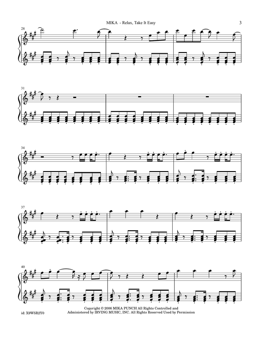 Relax (Take It Easy) Relax (Take It Easy) Piano Solo scores gallery preview page 3