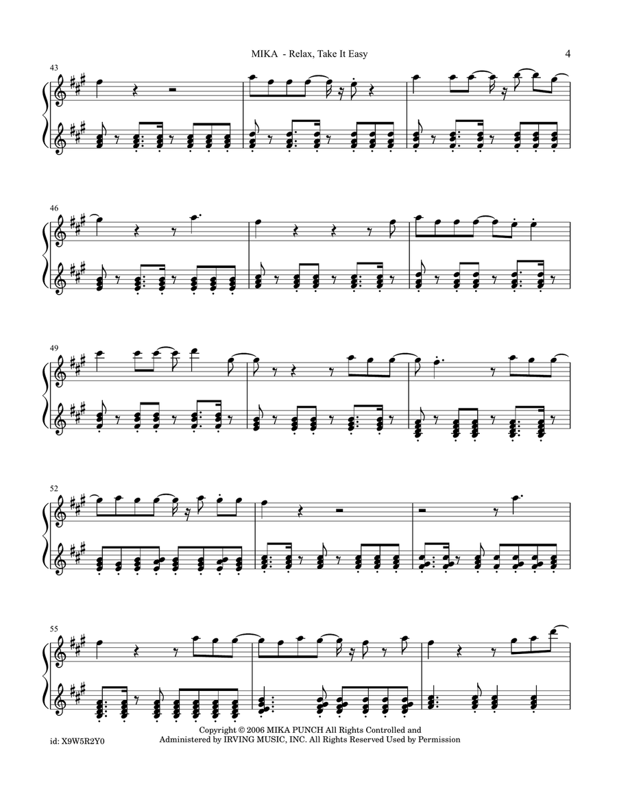 Relax (Take It Easy) Relax (Take It Easy) Piano Solo scores gallery preview page 4