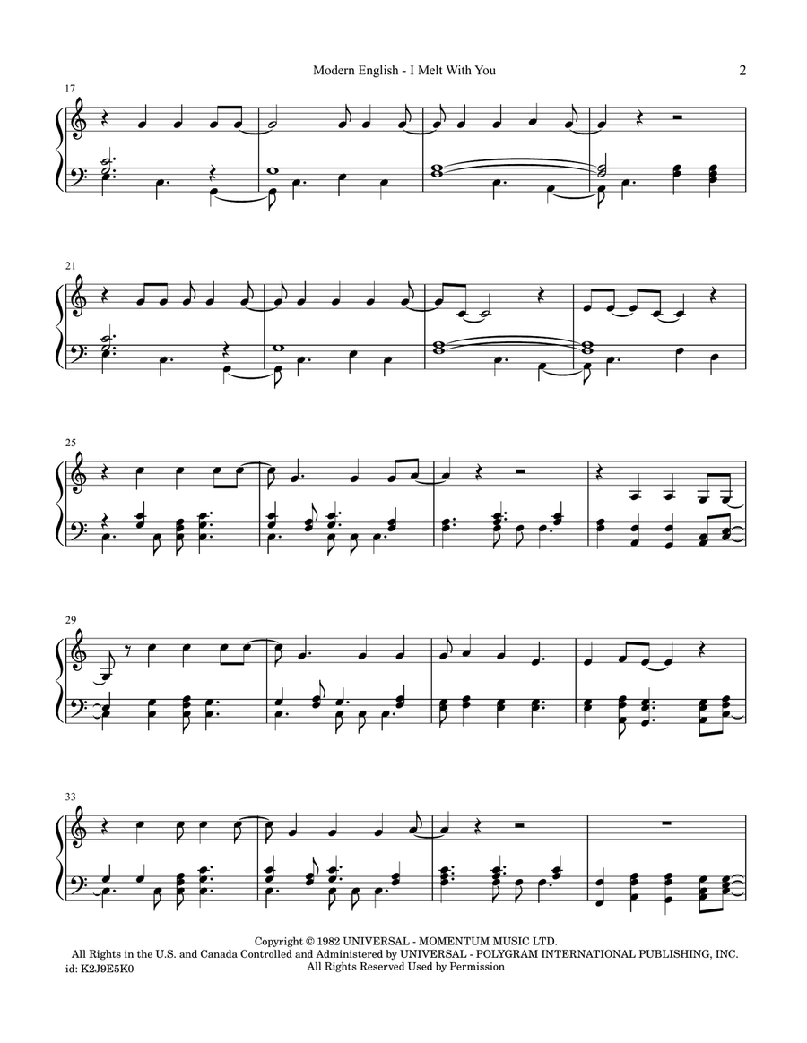 I Melt With You I Melt With You Piano Solo scores gallery preview page 2