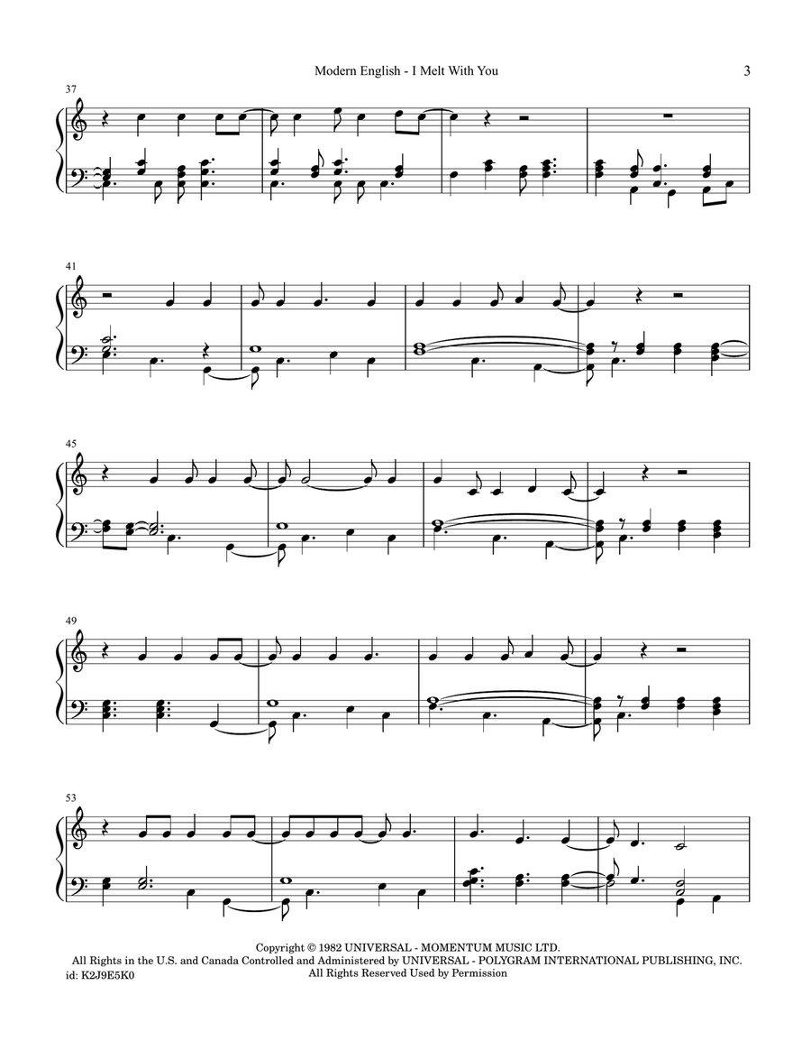 I Melt With You I Melt With You Piano Solo scores gallery preview page 3