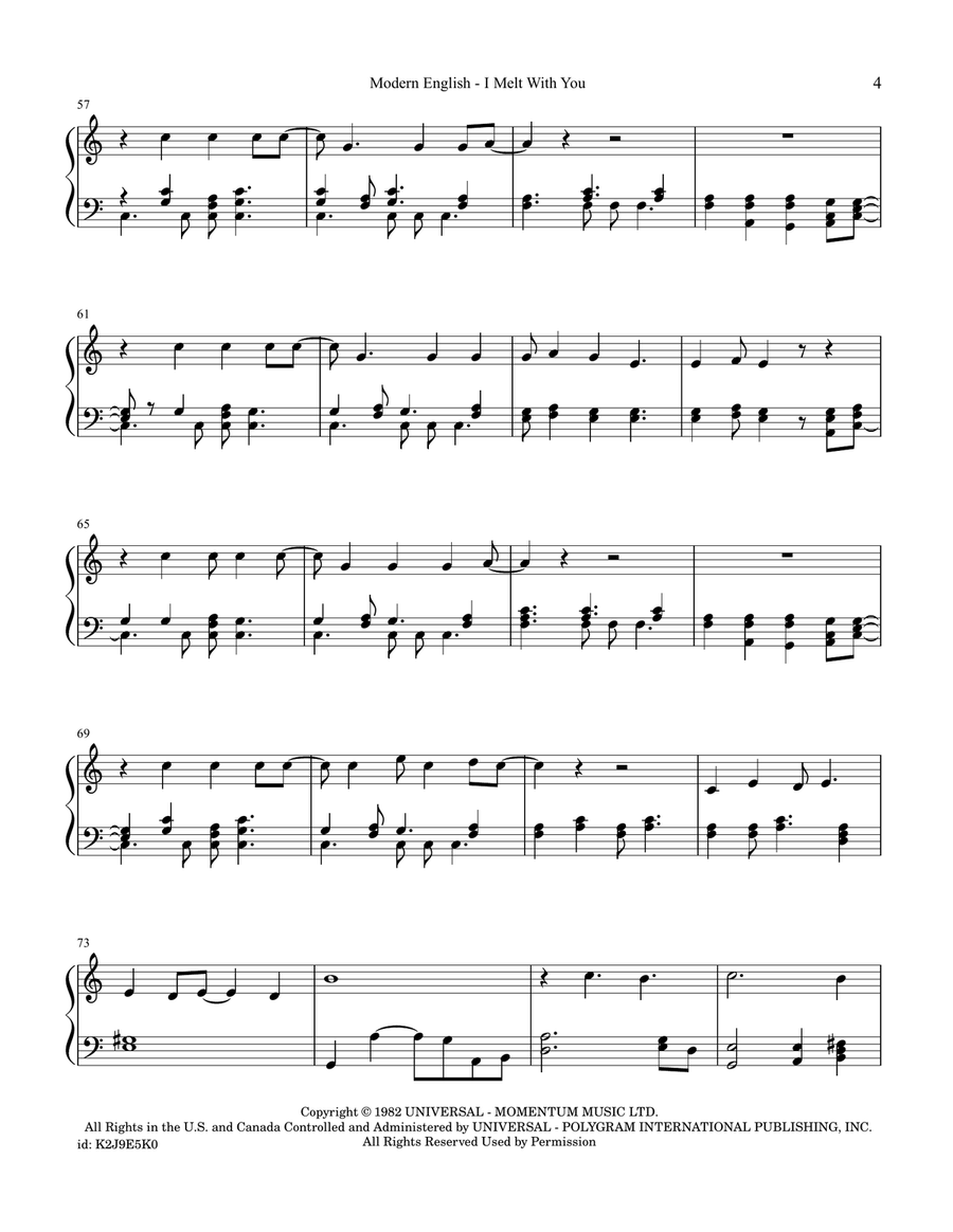 I Melt With You I Melt With You Piano Solo scores gallery preview page 4