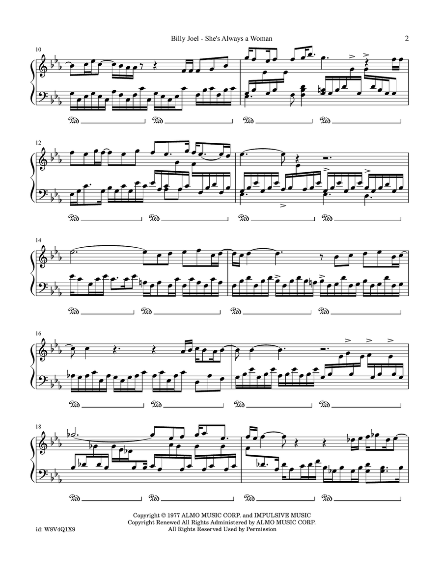 She's Always A Woman She's Always A Woman Piano Solo scores gallery preview page 2