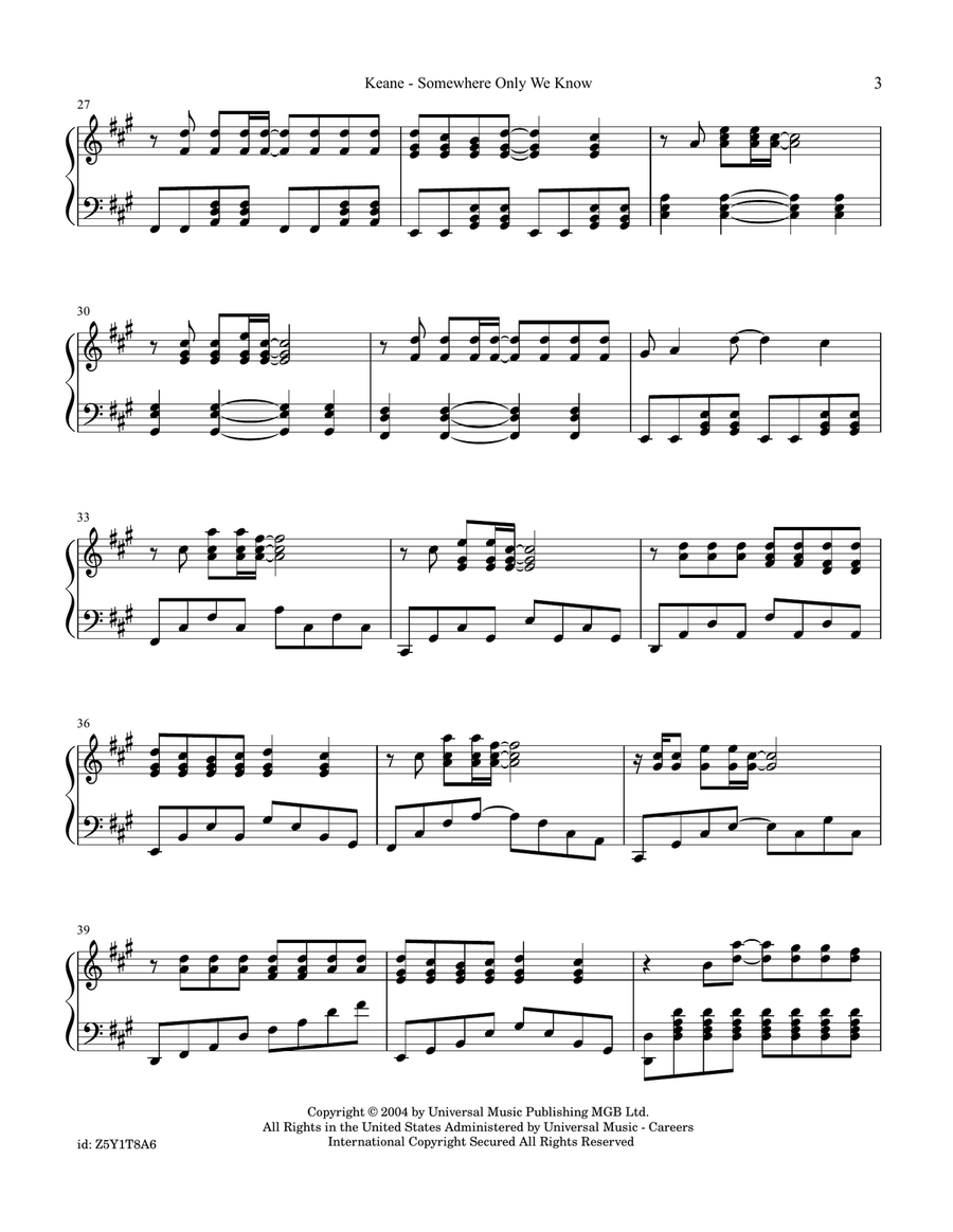 Somewhere Only We Know Somewhere Only We Know Piano Solo scores gallery preview page 3