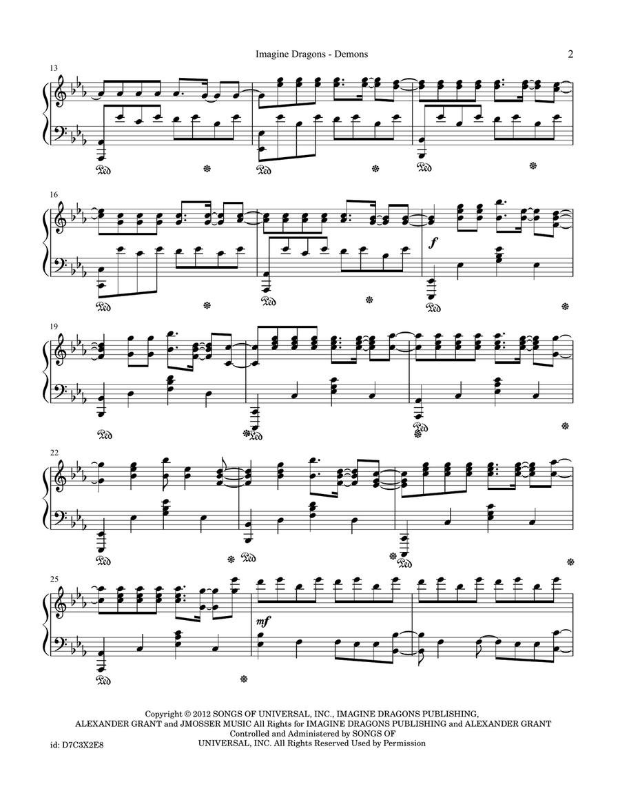 Demons Demons Piano Solo scores gallery preview page 2