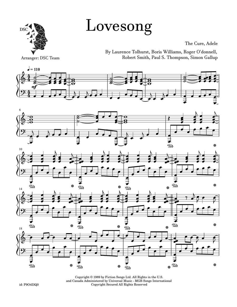 Lovesong Lovesong Piano Solo scores gallery preview page 1
