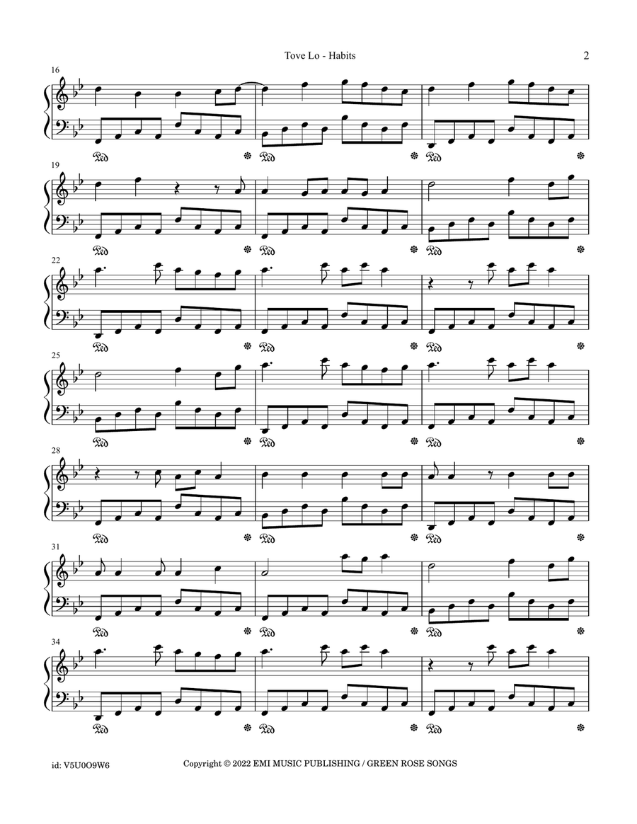 Stay High (Habits Remix) Stay High (Habits Remix) Piano Solo scores gallery preview page 2