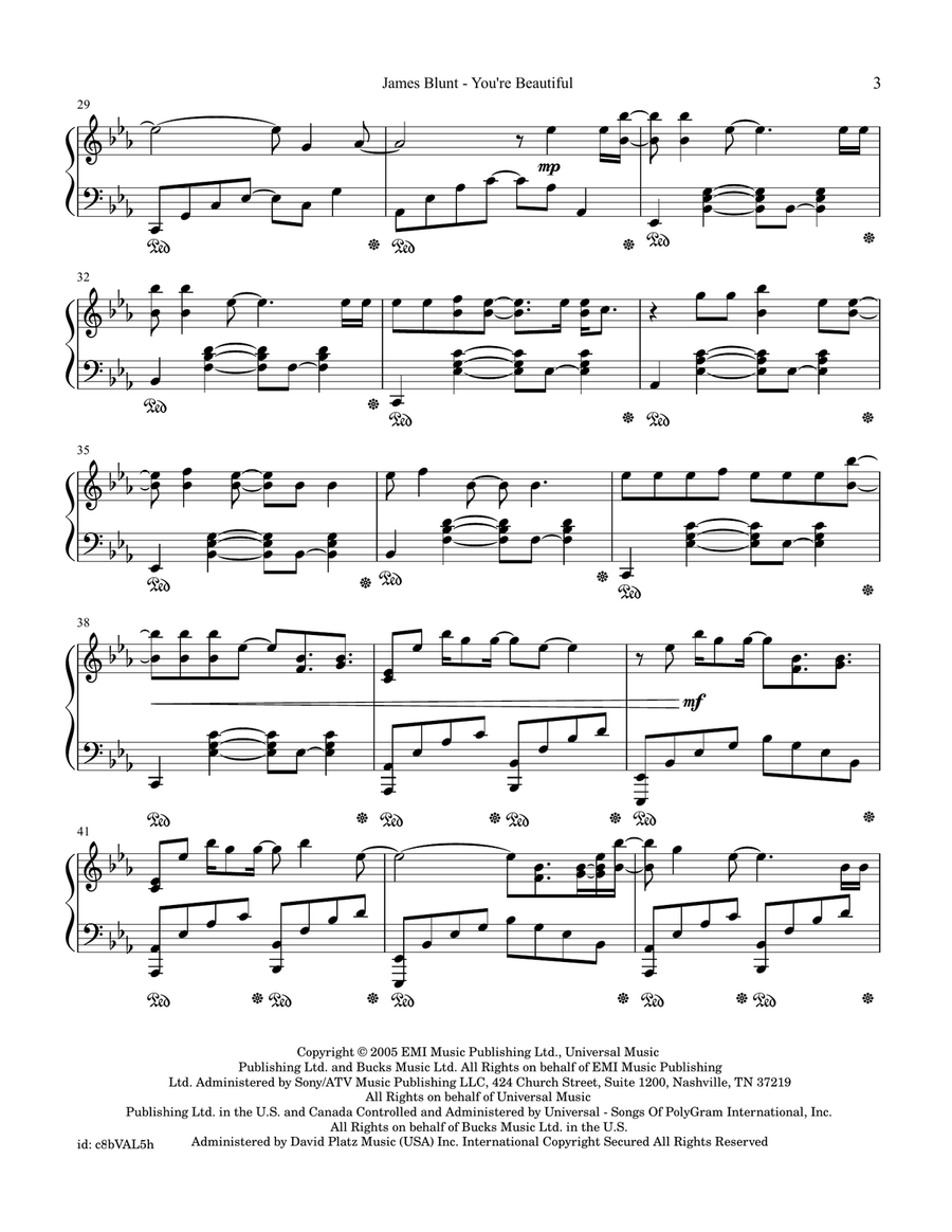 You're Beautiful You're Beautiful Piano Solo scores gallery preview page 3