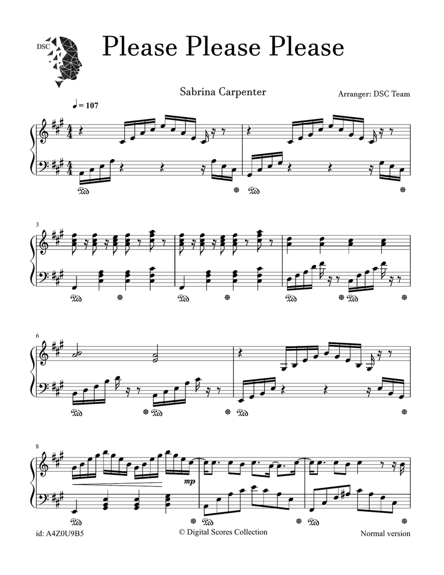 Please Please Please Please Please Please Piano Solo scores gallery preview page 1