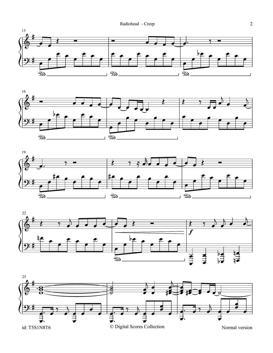 Creep Creep Piano Solo scores gallery preview page 2