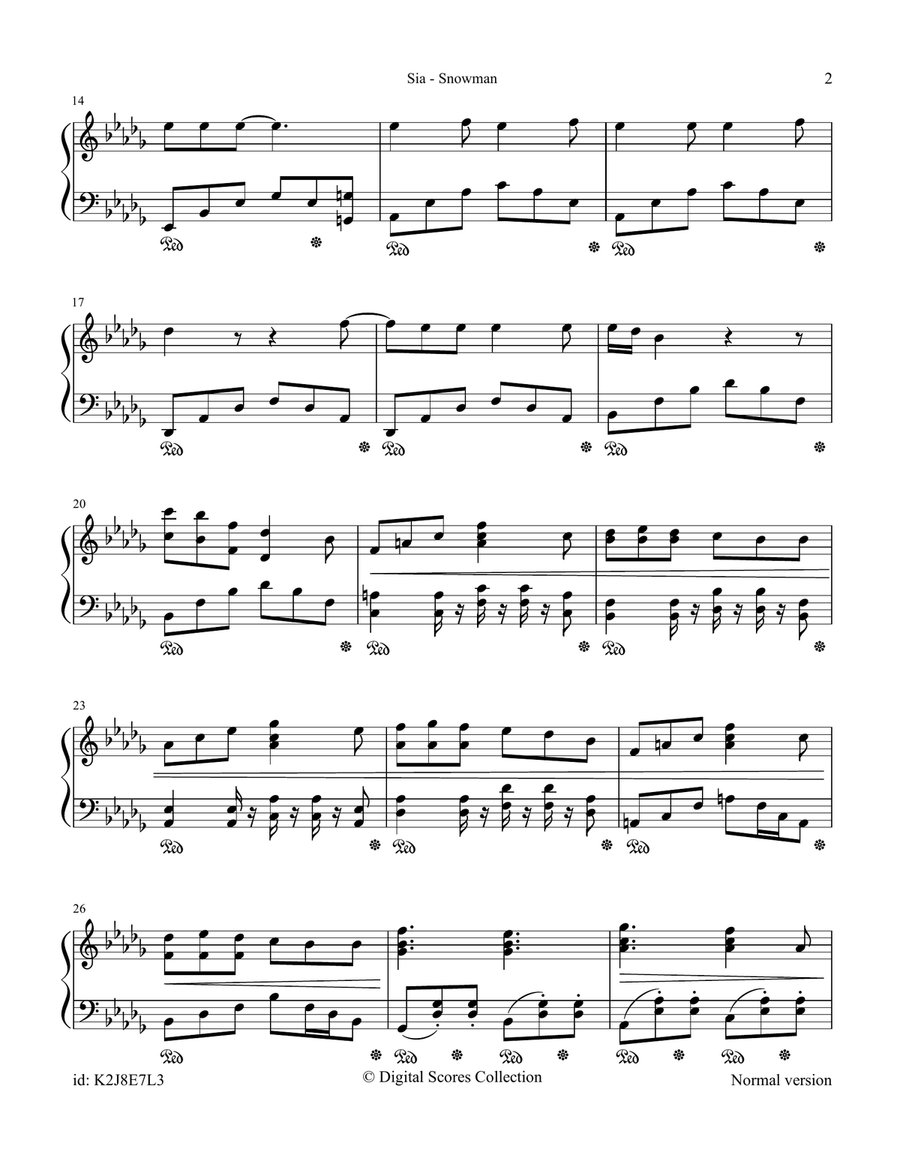 Snowman Snowman Piano Solo scores gallery preview page 2