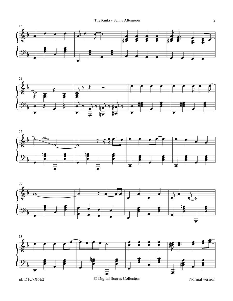 Sunny Afternoon Sunny Afternoon Piano Solo scores gallery preview page 2
