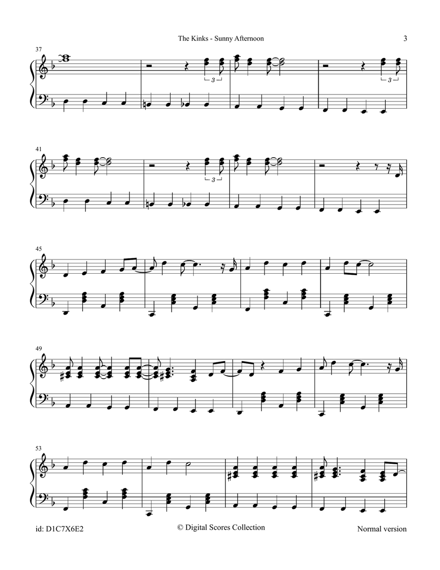 Sunny Afternoon Sunny Afternoon Piano Solo scores gallery preview page 3